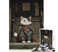 Puzzle per adolescenti da 1000 pezzi,giocattolo gatto samurai,decorazione da parete,opera d'arte,regalo,giochi educativi,aiuta il cervello ad allenarsi,dimensioni 38x26cm