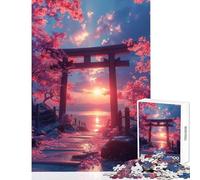 Puzzle per adolescenti da 1000 pezzi,giocattolo giapponese Torii Vaporwave,decorazione da parete,opera d'arte,regalo,giochi educativi,aiuta l'esercizio del cervello,dimensioni 38x52cm