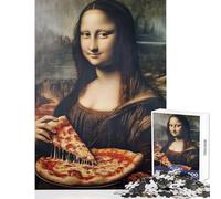 Puzzle per adolescenti da 1000 pezzi,Gioco da parete con la Gioconda che mangia la pizza,regalo divertente,rompicapo,gioco che migliora l'amore tra coppie,dimensioni 38x52cm