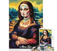 Puzzle per adolescenti da 1000 pezzi Gioconda con teschio di zucchero e trucco giocattolo educativo ottimi regali e giocattoli per famiglie adatto per la decorazione della scrivania dimensioni 38x52cm