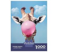 Puzzle Per Adolescenti Da 1000 Pezzi Giraffe And Bubble Gum Puzzle Per Adulti Giochi Rilassanti Vacanza A Casa Passatempo Difficile Da Completare 52x38cm/1000pcs