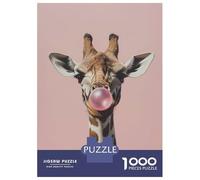 Puzzle Per Adolescenti Da 1000 Pezzi Giraffe Blowing Pink Bubble Gum Puzzle Per Adolescenti Giochi Rilassanti Decorazioni Murali Regali Unici Per Compleanno E Natale 52x38cm/1000pcs