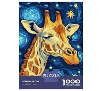 Puzzle Per Adolescenti Da 1000 Pezzi Giraffe Starry Night Puzzle Per Adulti Giochi Divertenti Un'opera D'arte Interazione Genitore-figlio 70x50cm/1000pcs