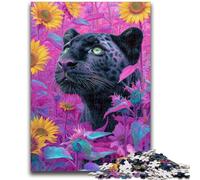 Puzzle per adolescenti da 1000 pezzi, Girasole, Pantera nera, aiuta il cervello a esercitare i giocattoli avvincenti per coltivare la pazienza e migliorare la memoria, 50x75cm