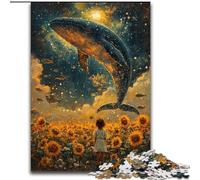 Puzzle per adolescenti da 1000 pezzi Girasoli e balene, gioco intellettuale giocattolo che rafforza l'amore tra coppie dai 14 anni in su (dimensioni 50x75cm)