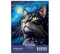 Puzzle Per Adolescenti Da 1000 Pezzi Glow in The Dark Cat Wall Art Puzzle Per Adulti Gioco Per Famiglie Decorazione Murale Regali Unici Per Compleanno E Natale 70x50cm/1000pcs