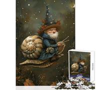 Puzzle per adolescenti da 1000 pezzi gnomo che cavalca una lumaca decorazione per la casa giocattoli regali di Babbo Natale segreto giochi per famiglie aiuta il cervello ad allenarsi 50x75cm
