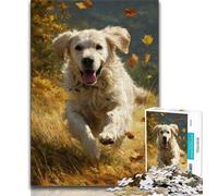 Puzzle per adolescenti da 1000 pezzi, Golden Retriever che corre, giochi educativi, decorazione per la casa, regalo di compleanno, regali, arte murale 38x26cm