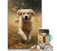 Puzzle per adolescenti da 1000 pezzi, Golden Retriever che corre, sfida difficile antistress, ogni pezzo è unico, gioco divertente e stimolante per tutta la famiglia (38x26cm)