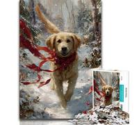 Puzzle per adolescenti da 1000 pezzi, Golden Retriever delle nevi, per giochi educativi, giocattoli, regali per tutta la famiglia, 38x26cm