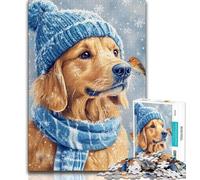 Puzzle per adolescenti da 1000 pezzi, Golden Retriever in inverno, sfida difficile antistress, ogni pezzo è unico, gioco divertente e stimolante per tutta la famiglia (75x50cm)