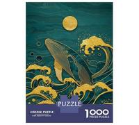 Puzzle Per Adolescenti Da 1000 Pezzi Golden Whale in Teal Ocean Art Puzzle Per Adolescenti Giochi Rilassanti Decorazioni Murali Regali Unici Per Compleanno E Natale 70x50cm/1000pcs