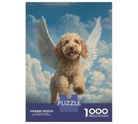Puzzle Per Adolescenti Da 1000 Pezzi Goldendoodle Dog Flying in The Sky Goldendoodle Remembrance Wall Art Puzzle Per Adulti Giochi Rilassanti Sfida Difficile Interazione Genitore-figlio 52x38cm/1000p