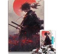 Puzzle per adolescenti da 1000 pezzi, Guerriero Ninja Fantasy, giocattoli per l'intrattenimento della famiglia con poster abbinato e foglio di quiz (38x26cm)