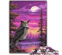 Puzzle per adolescenti da 1000 pezzi, gufo al tramonto, dipinto a olio, antistress, per ammazzare il tempo durante le vacanze, per migliorare l'amore tra coppie (50x75cm)