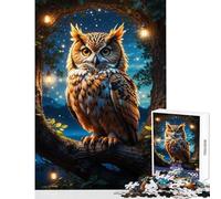 Puzzle per adolescenti da 1000 pezzi gufo posatoio maestà nella luna decorazioni per la casa giocattoli regali di Babbo Natale segreto giochi per famiglie aiuta l'esercizio del cervello 38x52cm