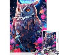 Puzzle per adolescenti da 1000 pezzi,gufo tra i fiori di notte,giocattolo,decorazione da parete,regalo divertente,gioco rompicapo,migliora l'amore tra coppie,dimensioni 38x52cm