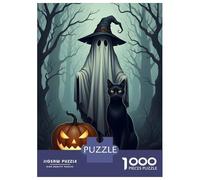 Puzzle Per Adolescenti Da 1000 Pezzi Halloween Ghost, Cat, And Pumpkin Scene Puzzle Per Adulti Giochi Divertenti Decorazione Da Parete Ideale Come Regalo 52x38cm/1000pcs