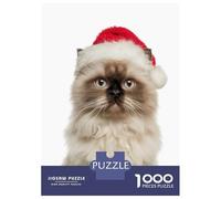 Puzzle Per Adolescenti Da 1000 Pezzi Himalayan Cat with Santa Hat Portrait Puzzle Per Adolescenti Gioco Per Famiglie Sfida Difficile Regali Unici Per Compleanno E Natale 70x50cm/1000pcs
