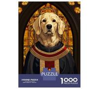Puzzle Per Adolescenti Da 1000 Pezzi Holy Golden Retriever Art Puzzle Per Adulti Gioco Pratico Migliora La Memoria Interazione Genitore-figlio 38x26cm/1000pcs