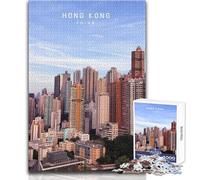 Puzzle per adolescenti da 1000 pezzi Hong Kong, analisi pratica del gioco e logica, regalo per compleanni, dimensioni 50x75cm