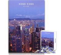 Puzzle per adolescenti da 1000 pezzi Hong Kong, analisi pratica del gioco e logica, regalo per compleanni, dimensioni 38x52cm