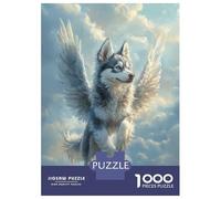 Puzzle Per Adolescenti Da 1000 Pezzi Husky with Angel Wings Majestic Pet TributeFlying Husky with Wings Puzzle Per Adolescenti Giocattolo Decorazione Murale Decorazione Per La Casa Interazione Genit