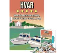 Puzzle per adolescenti da 1000 pezzi Hvar Recensione Divertente poster di viaggio con paesaggio urbano Gioco educativo per giochi educativi Sfida Giocattolo Idee regalo Corsa di velocità manuale