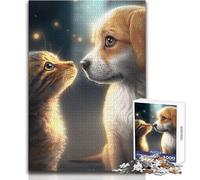 Puzzle per adolescenti da 1000 pezzi, i migliori amici, gatto e cane, bellissimo gioco di design, decorazione perfetta, regalo per compleanni, dimensioni 38x52cm