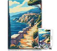 Puzzle per adolescenti da 1000 pezzi,illustrazione artistica minimalista della costa mediterranea della Grecia antica,gioco di sfida unico,idee regalo per donne,dimensioni 38x52cm