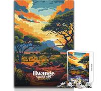 Puzzle per adolescenti da 1000 pezzi, illustrazione del Parco nazionale Hwange, Zimbabwe, rompicapo per famiglie, sfida difficile, giocattolo educativo, dimensioni 50x75cm