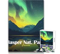 Puzzle per adolescenti da 1000 pezzi,illustrazione dell'aurora boreale del Parco nazionale Jasper,gioco educativo per famiglie,migliora la memoria,regali di Babbo Natale segreto,dimensioni 50x75cm