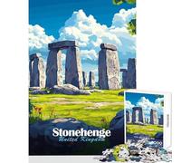 Puzzle per adolescenti da 1000 pezzi,illustrazione di Stonehenge,decorazione per la casa,giocattoli,regalo divertente,gioco pratico con poster abbinato e quiz,dimensioni del foglio 50x75cm