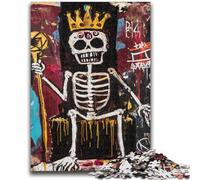 Puzzle per adolescenti da 1000 pezzi in stile Basquiat, motivo: teschio del re, per bambini dai 14 anni tutta la famiglia, 38x26cm