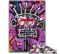 Puzzle per adolescenti da 1000 pezzi in stile Basquiat per bambini, difficili e stimolanti, con poster abbinato e foglio di quiz per età 14 anni, 38x26cm