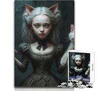 Puzzle per adolescenti da 1000 pezzi ispirato ad Alice nel paese delle meraviglie,gatto ragazza e compagno felino,gioco stimolante,giocattoli,attività per la famiglia,giocattolo educativo,dimensioni