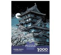 Puzzle Per Adolescenti Da 1000 Pezzi Japanese Castle Under Moonlight with Cherry Blossoms Puzzle Per Adulti Giochi Rilassanti Regalo Di Compleanno Regali Per Amici E Familiari 38x26cm/1000pcs