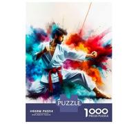 Puzzle Per Adolescenti Da 1000 Pezzi Karate Fighter in Color Burst Puzzle Per Adolescenti Giocattolo Decorazione Murale Decorazione Per La Casa Interazione Genitore-figlio 52x38cm/1000pcs