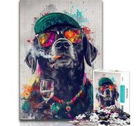 Puzzle per adolescenti da 1000 pezzi, Labrador con gli occhiali, aiuta il cervello a esercitare i giocattoli avvincenti per coltivare la pazienza e migliorare la memoria (38x26cm)