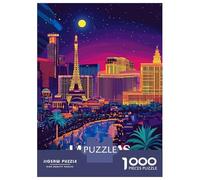Puzzle Per Adolescenti Da 1000 Pezzi Las Vegas Skyline at Night Puzzle Per Adulti Gioco Pratico Assemblaggio Del Modello Sfida Educativa 70x50cm/1000pcs