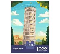 Puzzle Per Adolescenti Da 1000 Pezzi Leaning Tower of Pisa Illustration Puzzle Per Adulti Gioco Per Famiglie Decorazione Murale Regali Unici Per Compleanno E Natale 70x50cm/1000pcs