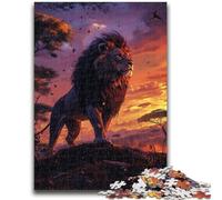 Puzzle per adolescenti da 1000 pezzi Leone al tramonto, gioco intellettuale giocattolo che rafforza l'amore tra coppie dai 14 anni in su, 26X38CM