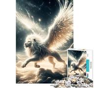Puzzle per adolescenti da 1000 pezzi leone bianco con ali difficile e stimolante regalo per donne giochi divertenti per ragazzi dai 14 anni in su (50x75cm)