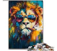 Puzzle per adolescenti da 1000 pezzi, leone che fuma, dipinto a olio, attività per famiglie, decorazioni per la casa uniche e regali per bambini dai 14 anni in su (dimensioni 26x38cm)