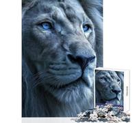 Puzzle per adolescenti da 1000 pezzi Leone dagli occhi azzurri Gioco interattivo Difficile Antistress Giocattolo per migliorare l'amore tra le coppie (38X52CM)