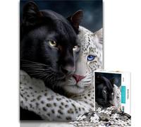 Puzzle per adolescenti da 1000 pezzi, leopardo bianco e nero, giocattoli per l'intrattenimento della famiglia, ideali come regalo per tutta la famiglia (75x50cm)