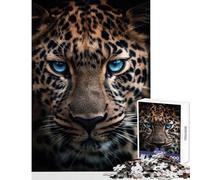 Puzzle per adolescenti da 1000 pezzi leopardo dagli occhi blu decorazione per la casa giocattoli regali di Babbo Natale segreto giochi per famiglie aiuta il cervello ad allenarsi dimensioni 50x75cm