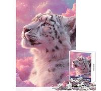 Puzzle per adolescenti da 1000 pezzi,leopardo delle nevi tra le nuvole rosa,giocattolo,decorazione da parete,regalo divertente,gioco rompicapo,migliora l'amore tra coppie,dimensioni 50x75cm