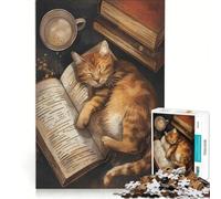 Puzzle per adolescenti da 1000 pezzi, libro "Coffee Cat Books Booktok", gioco rompicapo, attività divertenti da fare a casa, regalo per donne 38x52cm