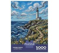 Puzzle Per Adolescenti Da 1000 Pezzi Lighthouse on A Cliff Overlooking The Ocean Puzzle Per Adulti Giochi Divertenti Un'opera D'arte Interazione Genitore-figlio 52x38cm/1000pcs